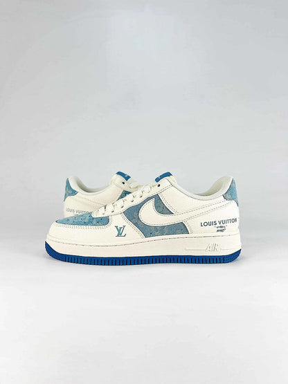 Nike x Louis Vuitton Air Force 1 07 Low XD2588-606 LV Graphic Sneakers White Blue
