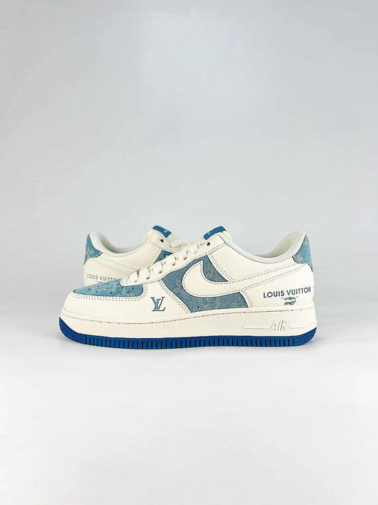 Nike x Louis Vuitton Air Force 1 07 Low XD2588-606 LV Graphic Sneakers White Blue