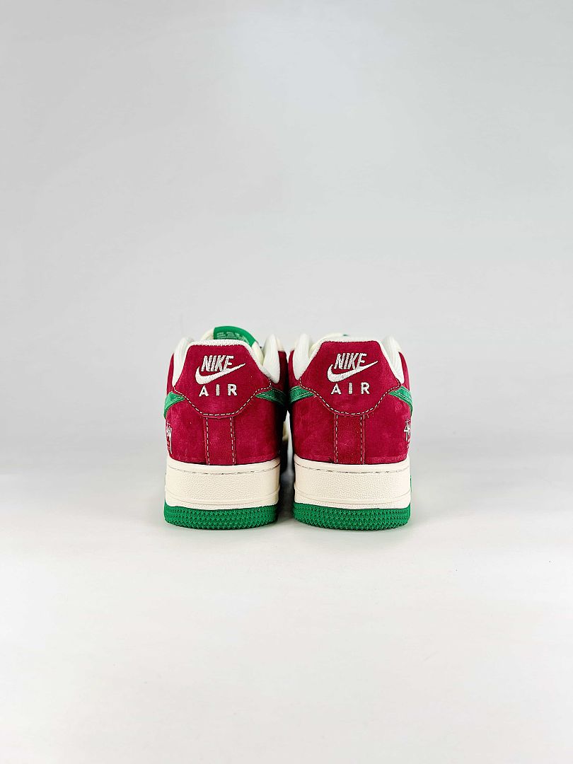 Nike Air Force 1 07 Low XD9314-615 Stussy Graphic Sneakers Red White Green