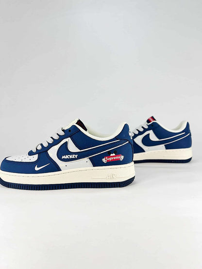 Nike x Supreme Air Force 1 07 Low XS1958-62 Mickey Graphic Sneakers Navy White Red