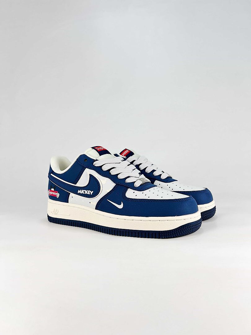 Nike x Supreme Air Force 1 07 Low XS1958-62 Mickey Graphic Sneakers Navy White Red