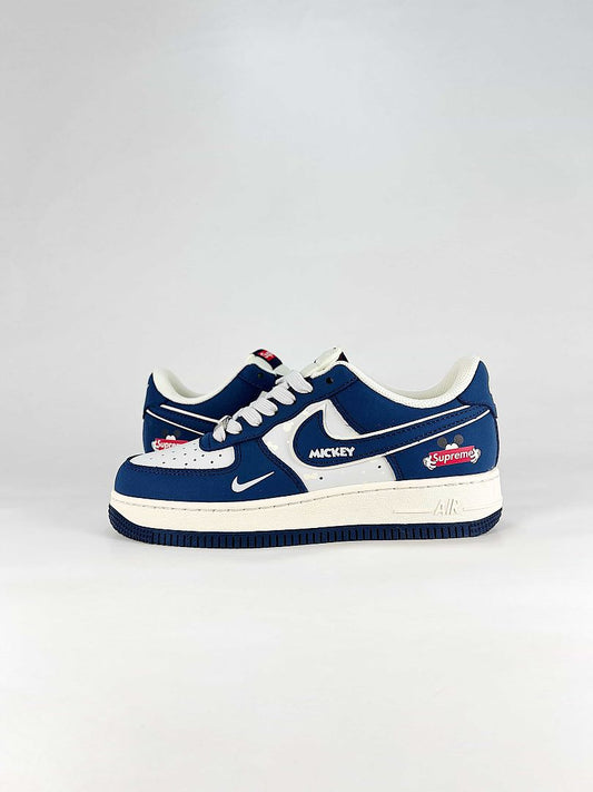 Nike x Supreme Air Force 1 07 Low XS1958-62 Mickey Graphic Sneakers Navy White Red