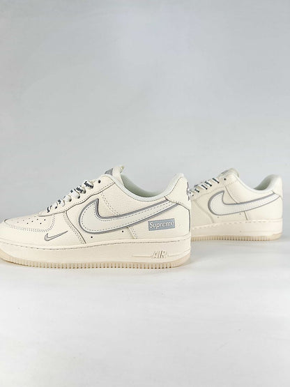Nike x Supreme Air Force 1 07 Low XX3168-193 Logo Detail Sneakers Cream White Gray