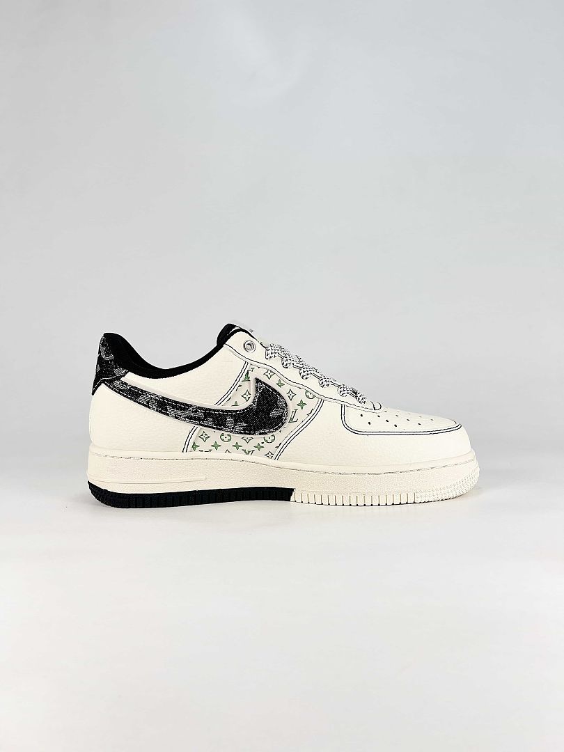 Nike x Louis Vuitton Air Force 1 07 Low YX5066-341 Monogram Graphic Sneakers Cream Black Red