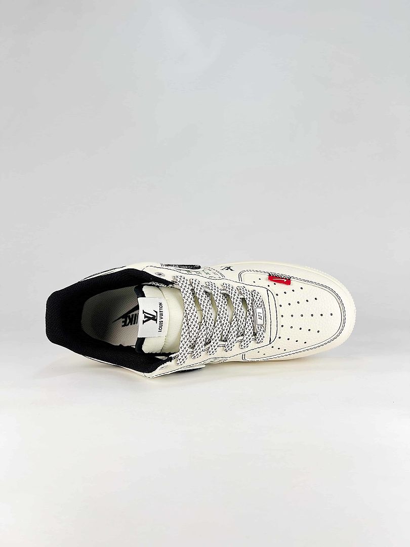 Nike x Louis Vuitton Air Force 1 07 Low YX5066-341 Monogram Graphic Sneakers Cream Black Red