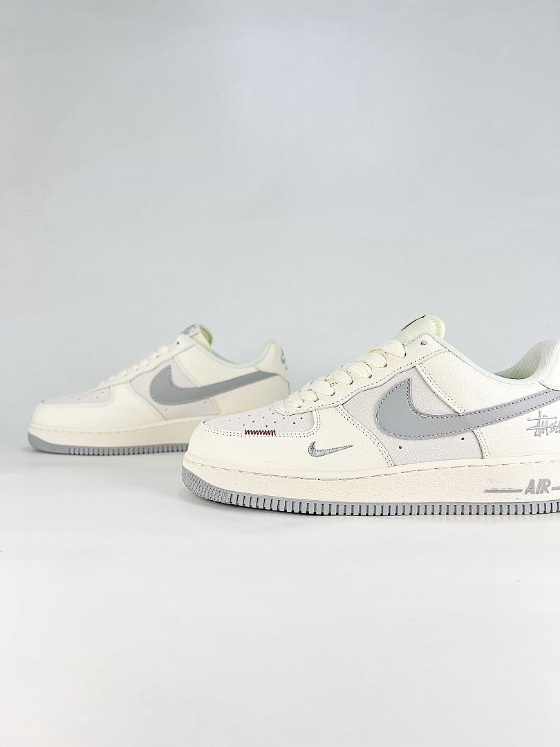 Nike x Stussy Air Force 1 Low DN9688-135 Cream White Grey Signature Detail Sneakers