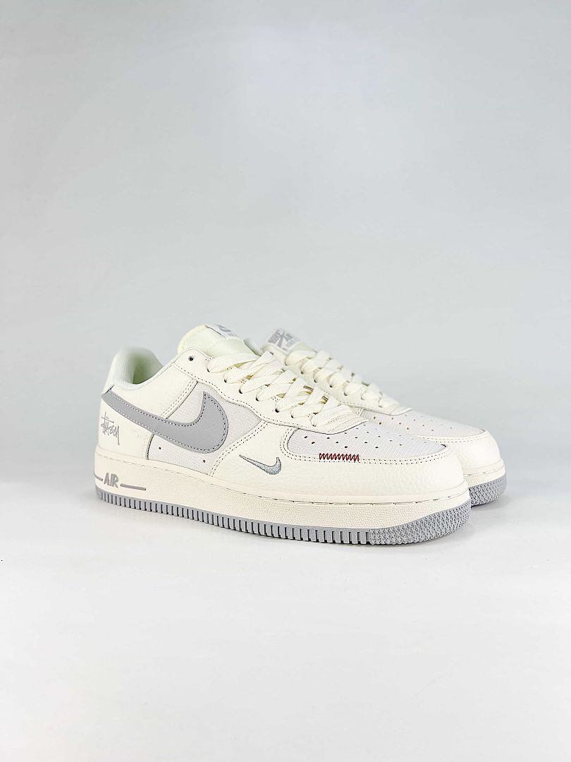 Nike x Stussy Air Force 1 Low DN9688-135 Cream White Grey Signature Detail Sneakers