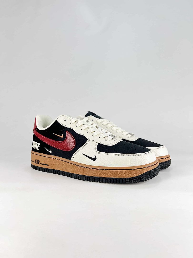 Nike Air Force 1 07 Low IM3378-122 Black White Red Gum Sole Low Top Sneakers