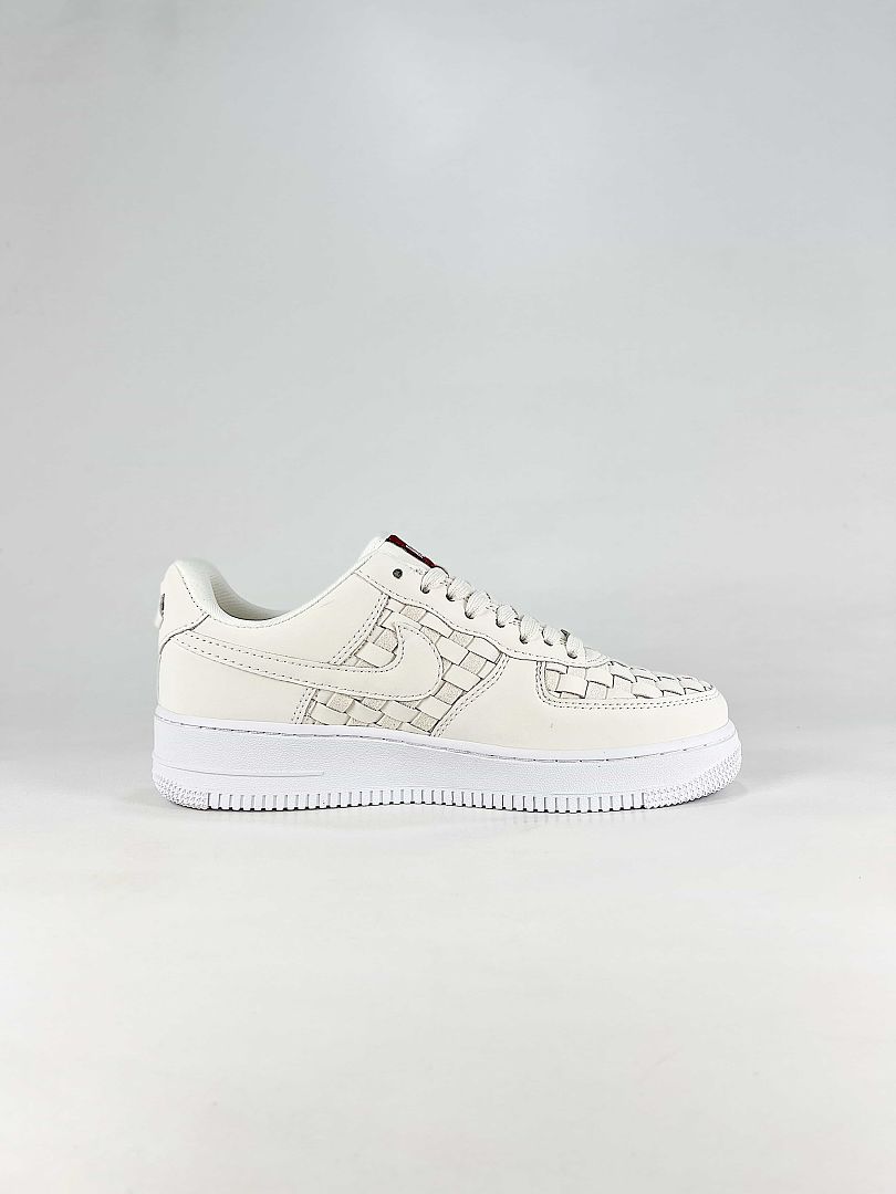 Kith x Nike Air Force 1 Low Triple White Woven Sneakers