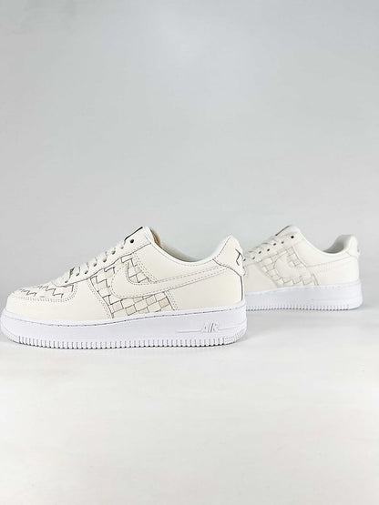 Kith x Nike Air Force 1 Low Triple White Woven Sneakers