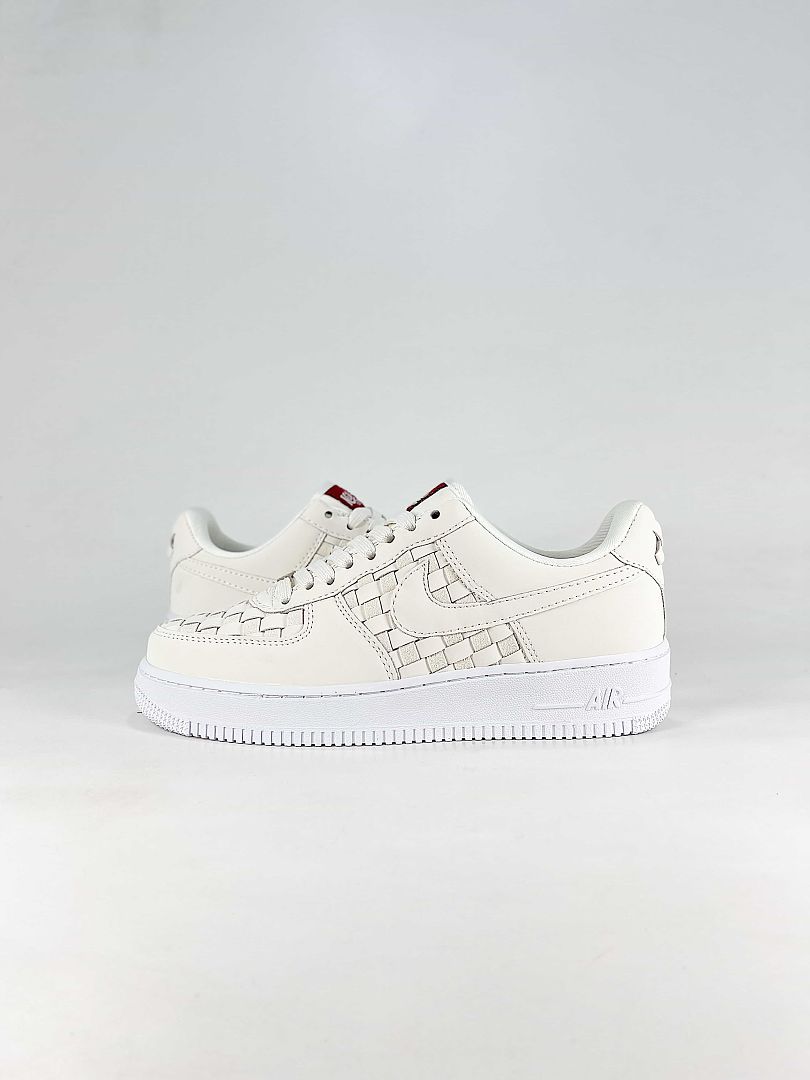 Kith x Nike Air Force 1 Low Triple White Woven Sneakers