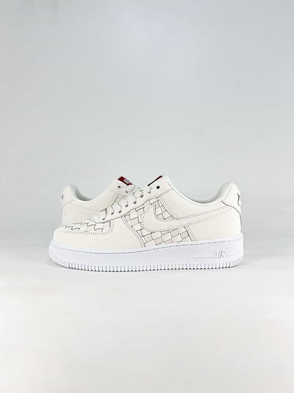 Kith x Nike Air Force 1 Low Triple White Woven Sneakers