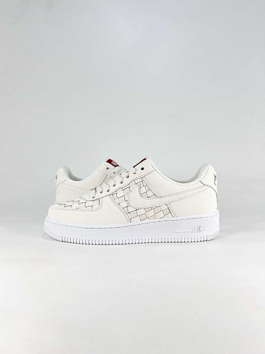 Kith x Nike Air Force 1 Low Triple White Woven Sneakers