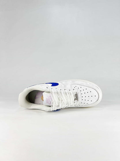 Nike Air Force 1 07 Low IW1235-121 Blue Swoosh Low Top Sneakers White Royal Blue