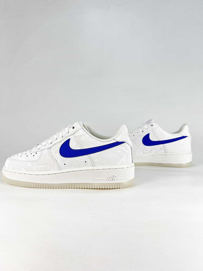 Nike Air Force 1 07 Low IW1235-121 Blue Swoosh Low Top Sneakers White Royal Blue