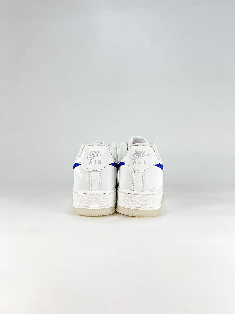 Nike Air Force 1 07 Low IW1235-121 Blue Swoosh Low Top Sneakers White Royal Blue