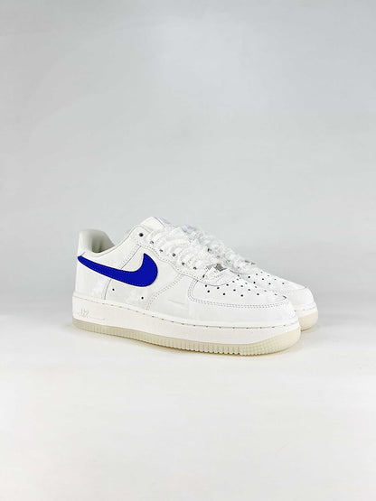 Nike Air Force 1 07 Low IW1235-121 Blue Swoosh Low Top Sneakers White Royal Blue