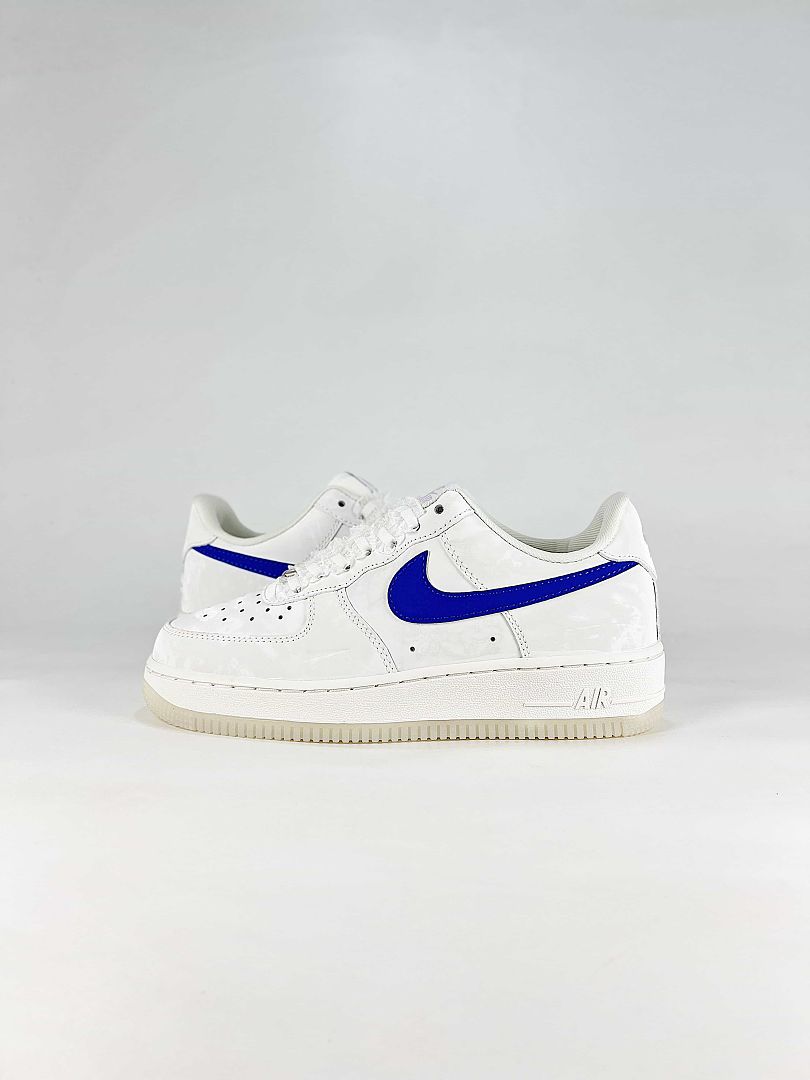 Nike Air Force 1 07 Low IW1235-121 Blue Swoosh Low Top Sneakers White Royal Blue