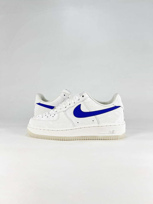 Nike Air Force 1 07 Low IW1235-121 Blue Swoosh Low Top Sneakers White Royal Blue