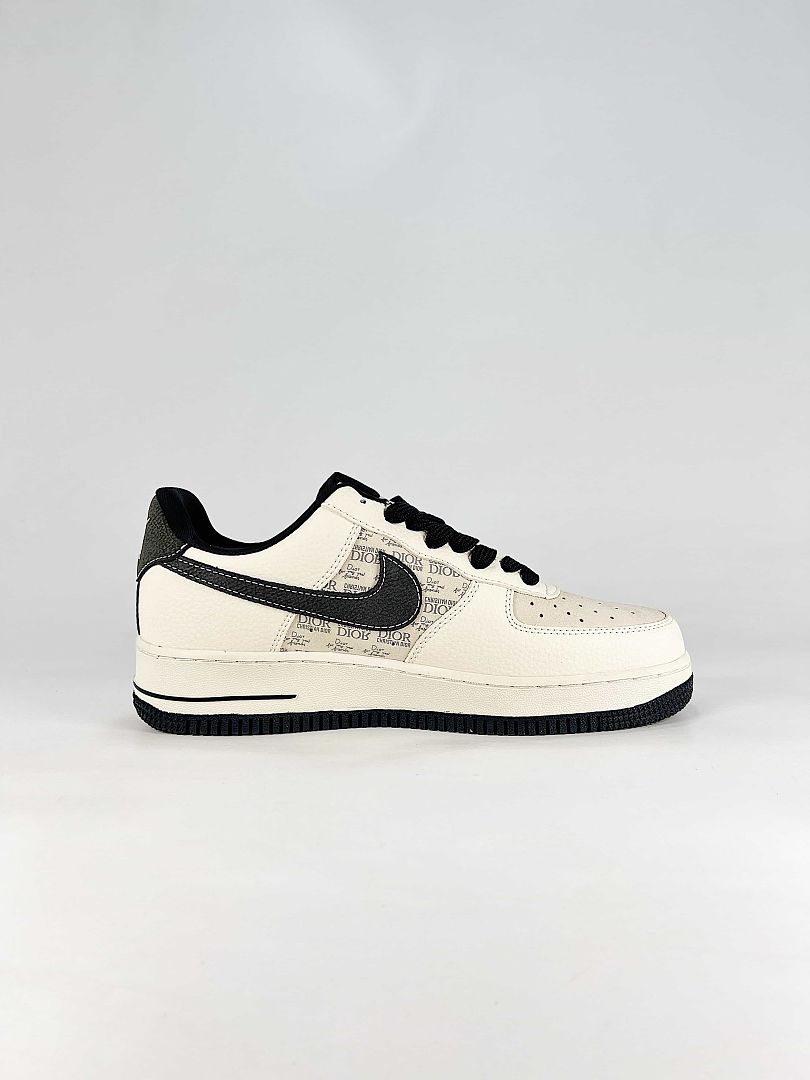 Dior x Nike Air Force 1 Low White Black Monogram Sneakers