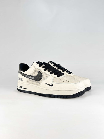 Dior x Nike Air Force 1 Low White Black Monogram Sneakers
