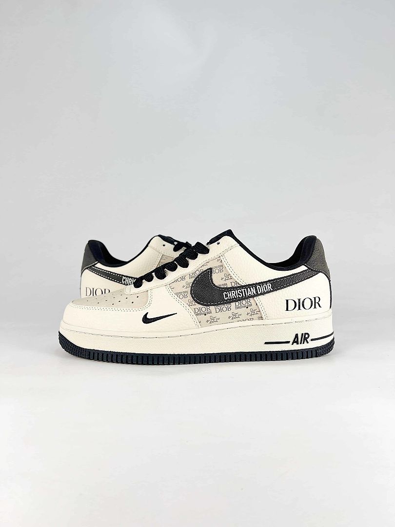 Dior x Nike Air Force 1 Low White Black Monogram Sneakers