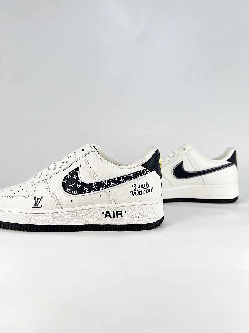 Nike x Louis Vuitton Air Force 1 07 Low WY0655-104 Monogram Swoosh Sneakers White Black