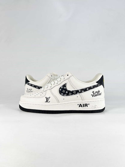 Nike x Louis Vuitton Air Force 1 07 Low WY0655-104 Monogram Swoosh Sneakers White Black