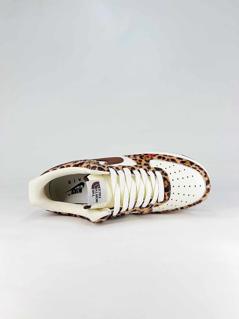 The North Face x Nike Air Force 1 Low Leopard Brown White Air Sneakers