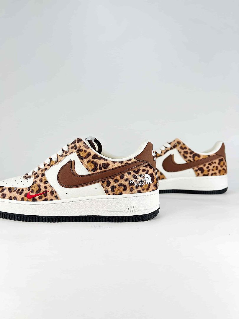 The North Face x Nike Air Force 1 Low Leopard Brown White Air Sneakers