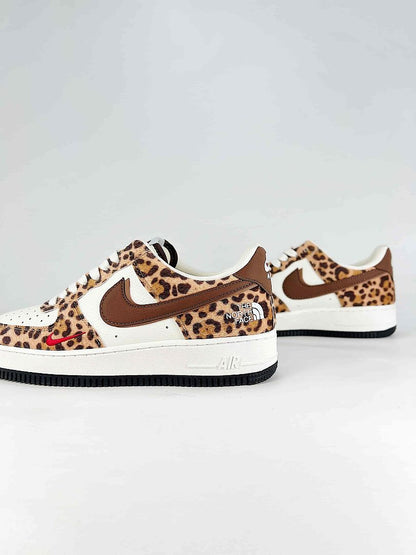 The North Face x Nike Air Force 1 Low Leopard Brown White Air Sneakers