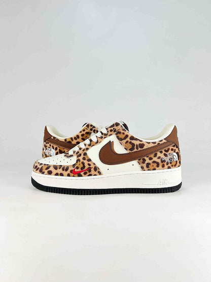 The North Face x Nike Air Force 1 Low Leopard Brown White Air Sneakers