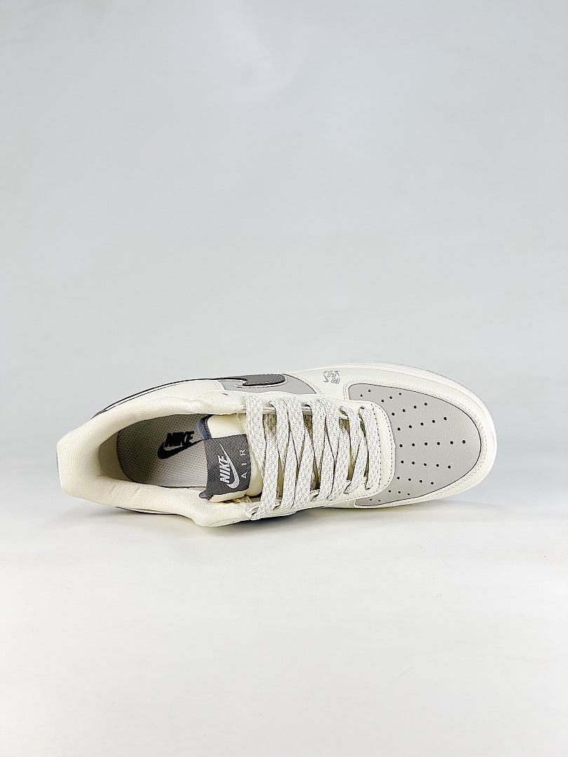 Nike Air Force 1 07 Low WY0655-124 Gray Swoosh Sneakers White Gray