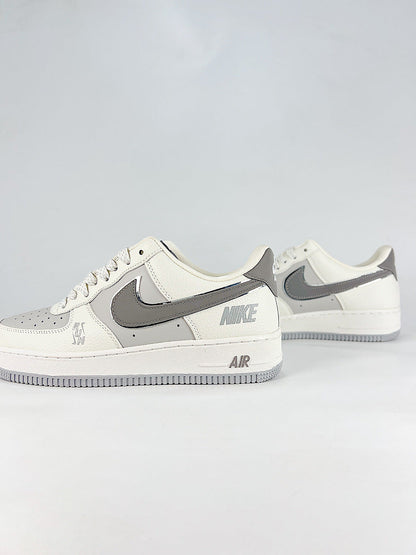 Nike Air Force 1 07 Low WY0655-124 Gray Swoosh Sneakers White Gray