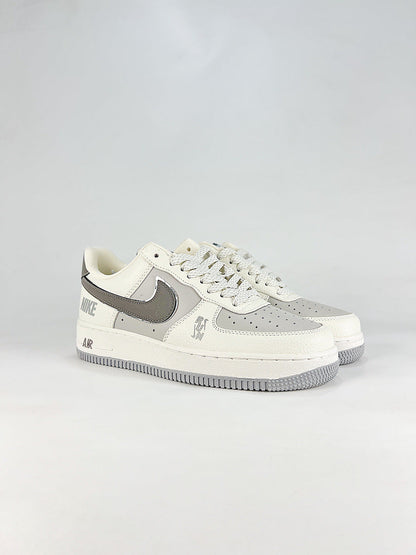 Nike Air Force 1 07 Low WY0655-124 Gray Swoosh Sneakers White Gray