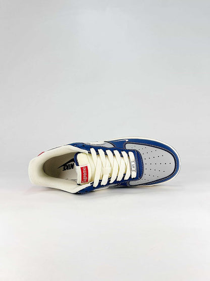 Nike x Supreme Air Force 1 07 Low XD2588-602 Supreme Detail Sneakers Royal Blue White Red
