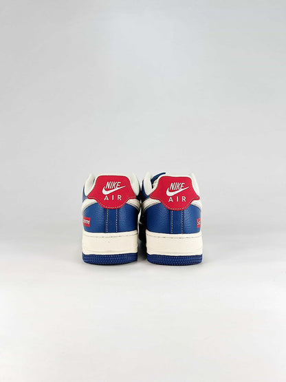 Nike x Supreme Air Force 1 07 Low XD2588-602 Supreme Detail Sneakers Royal Blue White Red