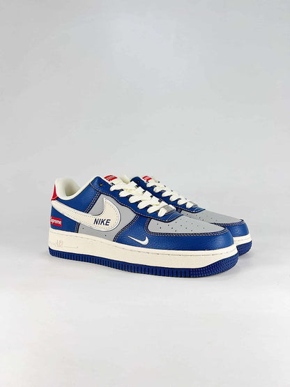 Nike x Supreme Air Force 1 07 Low XD2588-602 Supreme Detail Sneakers Royal Blue White Red