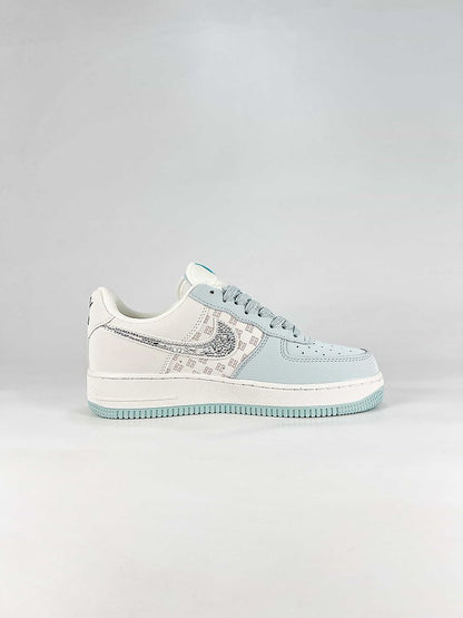 Nike x Givenchy Air Force 1 07 Low XL1979-211 Givenchy Pattern Swoosh Sneakers White Light Blue Black