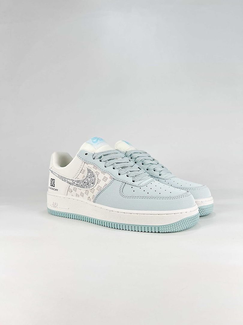 Nike x Givenchy Air Force 1 07 Low XL1979-211 Givenchy Pattern Swoosh Sneakers White Light Blue Black