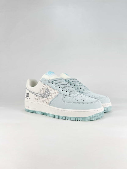 Nike x Givenchy Air Force 1 07 Low XL1979-211 Givenchy Pattern Swoosh Sneakers White Light Blue Black