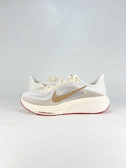 Nike Air Zoom Pegasus 42 White Gold Red Running Shoes