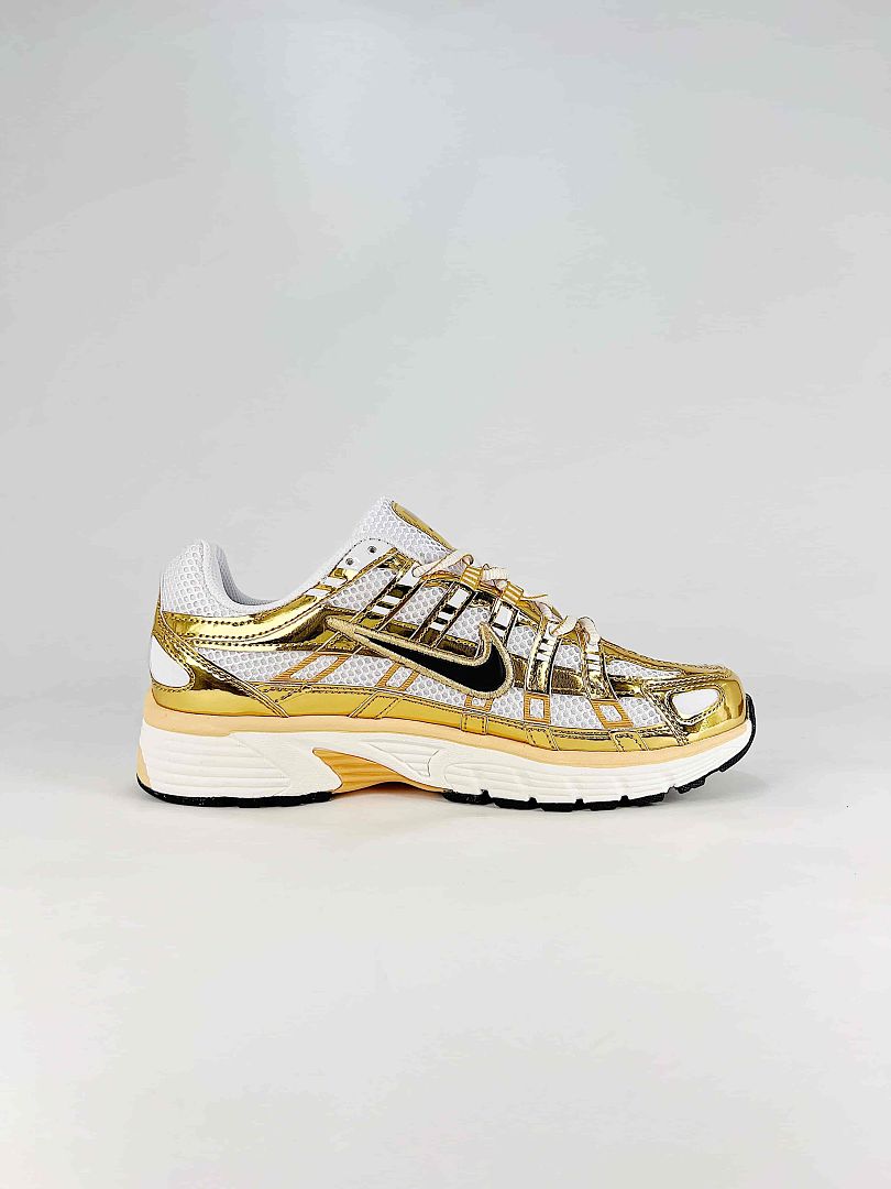 Nike P6000 IF1787100 White Gold Black Retro Running Inspired Lifestyle Sneakers