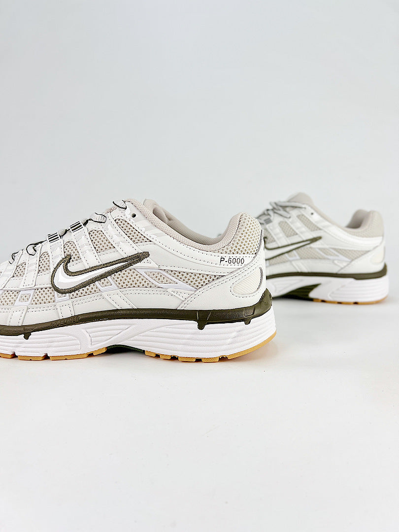 Nike P6000 IQ7600012 White Olive Black Retro Running Inspired Lifestyle Sneakers