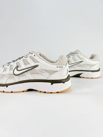 Nike P6000 IQ7600012 White Olive Black Retro Running Inspired Lifestyle Sneakers