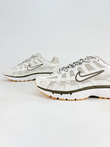Nike P6000 IQ7600012 White Olive Black Retro Running Inspired Lifestyle Sneakers