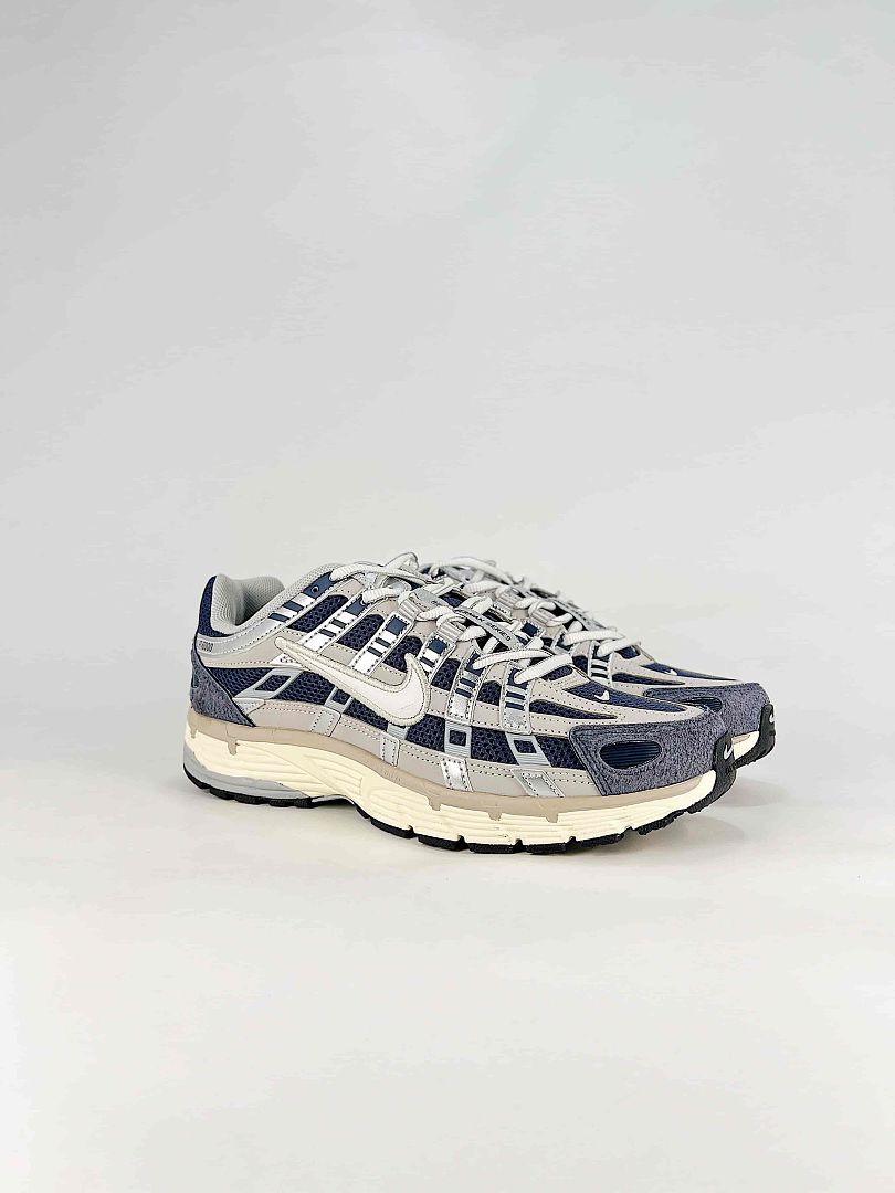 Nike P6000 IU7549 400 White Blue Black Metallic Silver Retro Running Inspired Lifestyle Sneakers