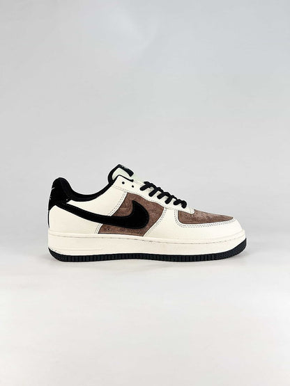 Stussy x Nike Air Force 1 Low Cream Brown Black Sneakers